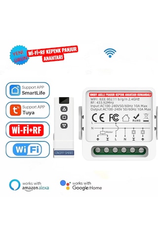 Tuya Destekli Akıllı Wifi +Rf Panjur Kepek Anahtarı
