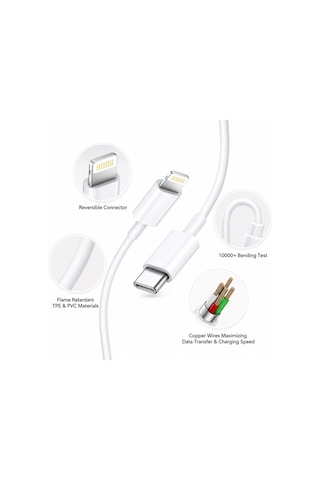 20w Hızlı Şarj Kablosu İphone 14 13 12 11 Se X 8 Uyumlu Type-c Lightning Şarj Kablosu