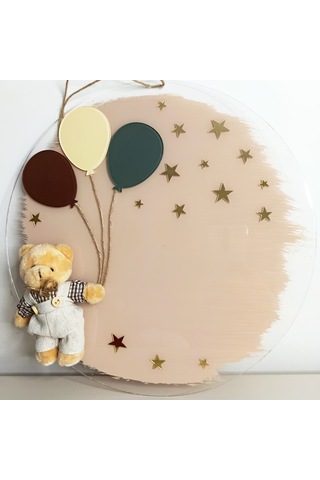 Kişiye Özel İsimli Ayıcıklı Erkek Bebek Kapı Süsü