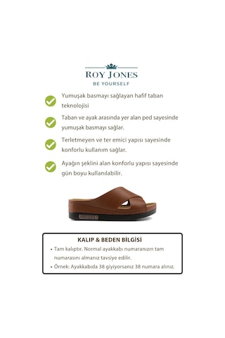 Roy Jones Kadın Ortopedik Anatomik Tabanlı Konfor Modeli Şık Rahat Günlük Topuklu Dışarı & Ev İçi Terliği Kahverengi