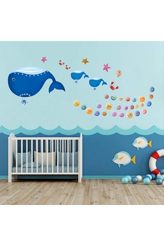Balina Dünyası İngilizce Alfabe Duvar Çıkartmaları Pvc Kendinden Yapışkanlı Çocuk Odası Anaokulu Dekorasyon Çıkartmaları 60 90cm Şeffaf