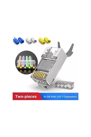 Cat7 Metal Konnektör Rj45 Cat7 Jack + Ayraç 100'lü Paket