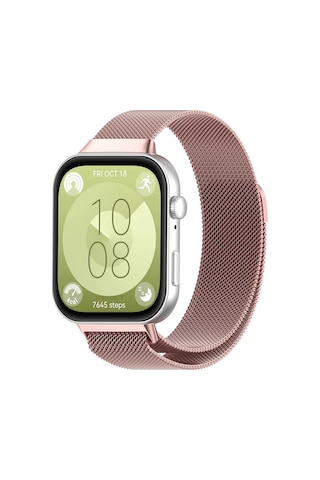 Huawei Watch Fit 3 Uyumlu Paslanmaz Hasır Örgü Metal Milano Kordon Strap