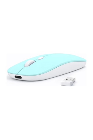 Laptop İçin İnce Kablosuz Mouse Bluetooth Bağlantı Şarjlı Batarya Usb Alıcılı Taşınabilir Tasarım 14963