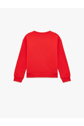 Koton Uzun Kollu Bisiklet Yaka Nakış Detaylı Şardonlu Sweatshirt Kırmızı 6wkg10618ak Kırmızı
