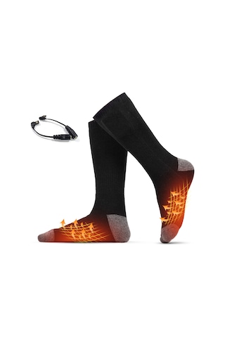 Suofeng Isıtmalı Ayak Isıtıcı Çorap - 50 C Sabit Sıcaklık, Pil Dahil Değil Siyah