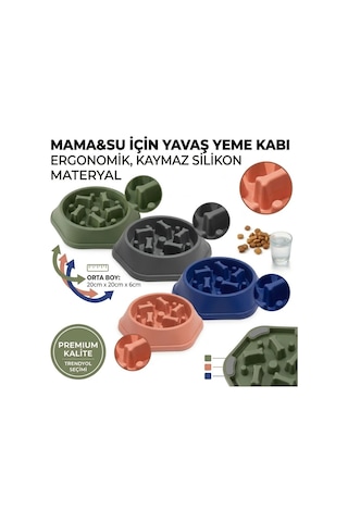Patibon Kedi Köpek Yavaş Besleyici Mama Kabı - Anti-boğulma & Sağlıklı Beslenme - Gri Bzs1