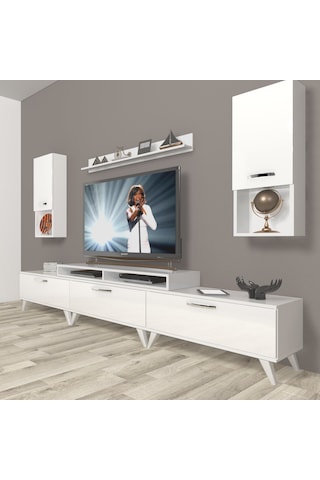 Decoraktiv Ekoflex 270da Slm Retro Tv Ünitesi Tv Sehpası Beyaz