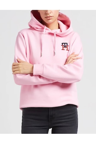 Tommy Hilfiger Byan Kapşonlu Sweatshirt Cepsiz Açık Pembe