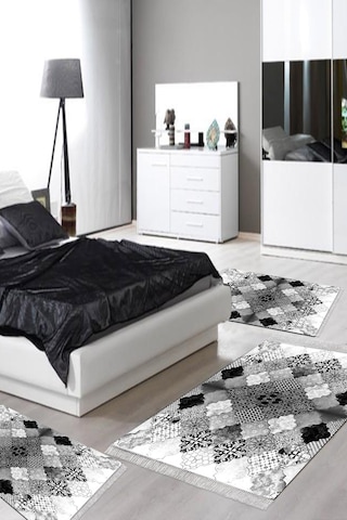 Eko Trend Djt Yıkanabilir Kaymaz Taban 3 Lü Yatak Odası Takımı Mu120 Patchwork gri