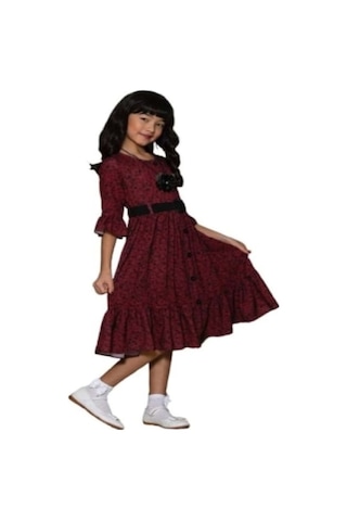 Gülücük Kids Kız Çocuk Çiçekli Şifon Elbise 854