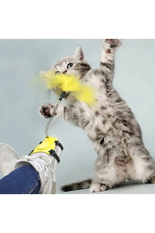 Tüylü Kedi Ayak Oltası Kedi Oyuncağı Fonksiyonlu Yaylı