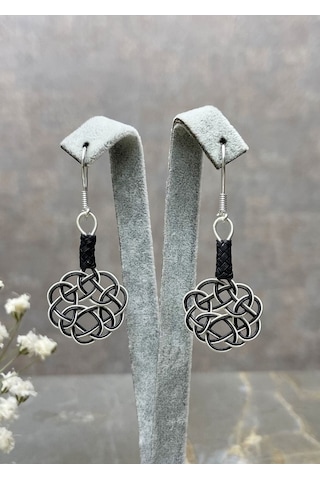 Aşk Düğümü Kazaziye Örme Gümüş Küpe Iki Sıralı - 07