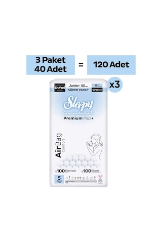 Sleepy Bio Natural Premium Plus Airbag Comfort Mega Paket Bebek Bezi 5 Numara Junior 120 Adet