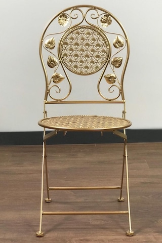 Bahçe balkon oturma takımı, ferforje masa sandalye takımı (gold) Altın
