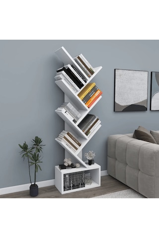 Reyo Home Enda Erine 8 Raflı Zikzak Kitaplık Beyaz