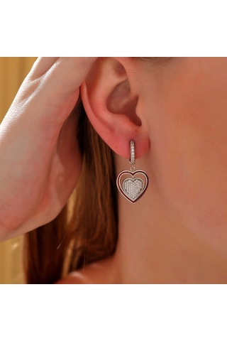 Stillove Gümüş Sallantılı Kalp Kadın Küpe