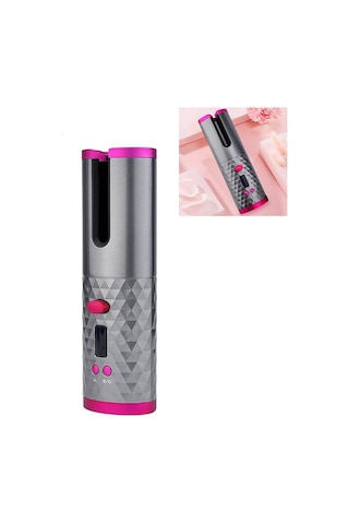 Sones Usb Şarjlı Otomatik Saç Kıvırıcı Taşınabilir Mini Kablosuz Çok Fonksiyonlu Lcd Ekranlı Kıvırma Makinesi Gri