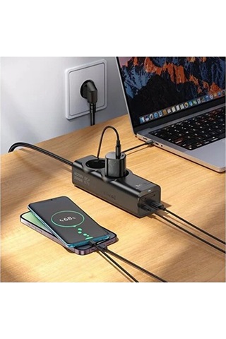 67w Hızlı Şarjlı Akıllı Çoklu Priz - 2000w Güç, 2 Usb-c + 2 Usb-a Çıkışlı, Telefon & Laptop Uyumlu