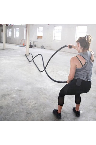 Ckspor Dayanıklı Kılıflı Antrenman Halatı 10 Metre 38 Mm Battle Rope Crossfit Dayanıklılık Güç Antrenmanı