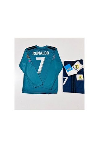 Real Madrid 2018 Cristiano Ronaldo Turkuaz Röveşata Uzun Kol Çocu