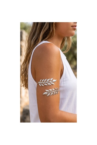 Luleaf Gümüş Yıldız Figürlü Gümüş Renkli Kol Takısı Üst Kol Bileziği Bohem Spiral Kolluk Silver Pazı Takısı Mat Gri