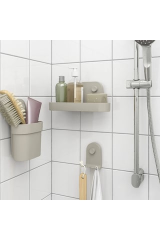Ikea Öbonäs Vantuzlu Çok Amaçlı Baharatlık Sabunluk Askılık Organizer 3 Lü Seti Gri-bej Renk Bej