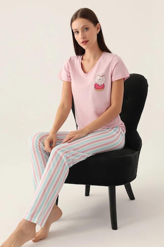 Arnetta 2888 Pamuklu Kısa Kol Kadın Pijama Takımı Toz Pembe