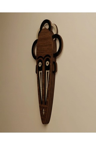 Modern Afrika Tarzı Ahşap Duvar Mask Mdf - Kahverengi Siyah Tribal Kabile Mask 1