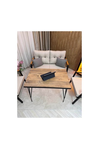 Houseart Balkon ,bahçe , Teras , Cafe ,salon , Metal Kanepe , Metal Kanepe Koltuk ,oturma Takımı 2-1-1 Masalı Takım Krem