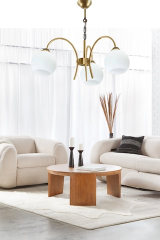 Viva Modern Camlı Metal Kasa Salon Oturma Yatak Odası Üçlü 3lü Avize Beyaz