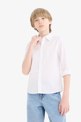 Defacto Erkek Çocuk Okula Dönüş Regular Fit Polo Yaka Poplin Uzun Kollu Gömlek T8853a625auwt83 Beyaz
