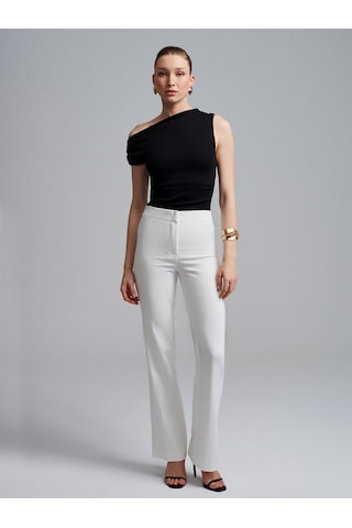 Dilvin 72641 Çan Paça Pantolon-beyaz Beyaz
