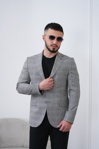 Dupont Classics Dupont Slim Fit Mono Yaka 6 Drop Çift Yırtmaç Keten Erkek Blazer Ceket - Nefes Alabilir Hafif Ceket Gri