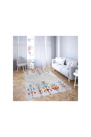 Vicenza Makinede Yıkanabilir Kaymaz Taban Dekoratif Modern Mutfak Yolluk Koridor Ve Salon Halısı Beyaz