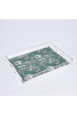 Jungle Pleksi Zebra Yeşil Tepsi 40x30 Cm