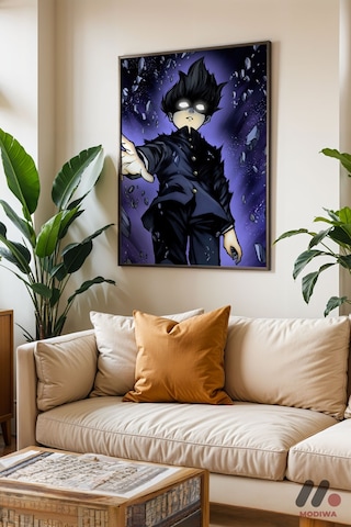 Mob Psycho Uzay Sahnesi Poster, Siyah Çerçeveli Duvar Tablosu - Anime Severlere Özel Hediye