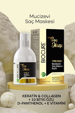 Biocure Premium Keratin & Collagen & 10 Bitki Özlü Besleyici Saç Bakım Maskesi 250 ML