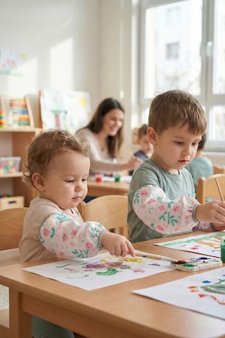 Sıvı Geçirmez Lastikli Bebek Mama Beslenme Kolluğu Seti Çocuk Aktivite Etkinlik Kol Kılıfı Flowy