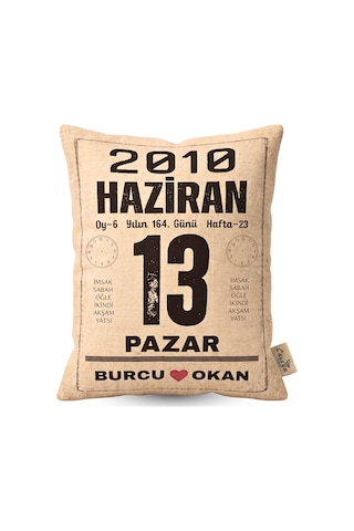 Takvim Yastık Doğum Günü Yıldönümü Hediyesi Takvim Yaprağı Hediyelik Dekoratif Yastık 40x28cm Hediye Paketi-Hediye Paketi
