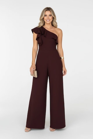 Angbutik Kadın Trend Model Tek Omuz Detay Fırfırlı Krep Kumaş Tulum