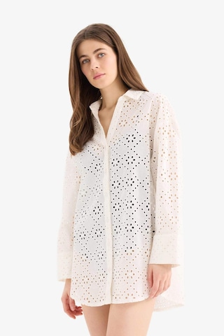 Defacto Regular Fit Pamuklu Brode Plaj Gömleği-fall İn Love C0506ax25smwt16 Beyaz