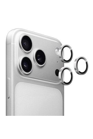 Apple Uyumlu   iPhone 17 Pro / 17 Pro Max Kamera Lens Koruyucu ''safir Cam & Kolay Kurulum'' Gümüş