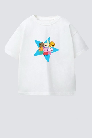Monila Kız Çocuk Pamuklu Bisiklet Yaka T-shirt Ekru