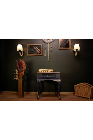 Wooding Masif Ceviz Lacivert Komodin - Yan Sehpa