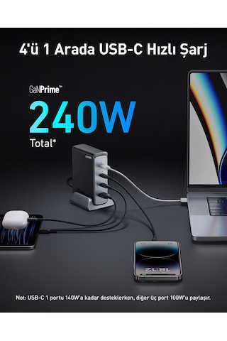 Anker Prime 749 Masaüstü Şarj Cihazı 240w Gan-4 Port - A2342