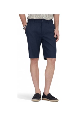 Lacivert Dokuma Jogging Fit Casual Pamuk Karışımlı Bermuda Lacivert