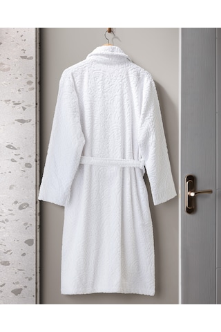 Madame Coco Bernay %100 Pamuk Jakarlı Unisex Şalyaka Bornoz - Gri - Natural Koleksiyon Born0000000062 S - M Gri
