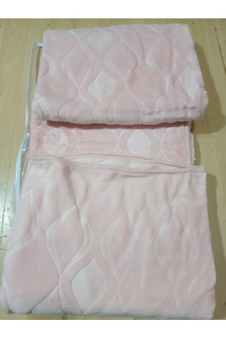 Kristal Tek Kişilik Kalın Kabartma Emboss Battaniye Pudra