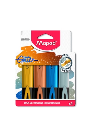 Maped Glitter Metal Kesik Uçlu 1-5mm Fosforlu Kalem 4 Renk